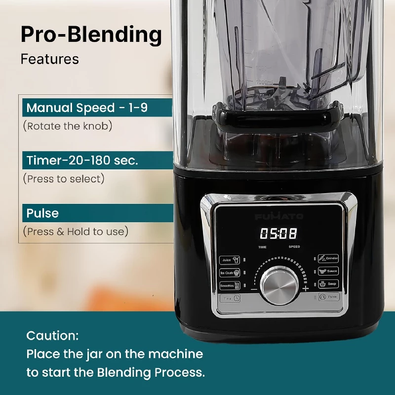 Fumato 2000 Watts Commercial Blender with Sound Shield-3.webp